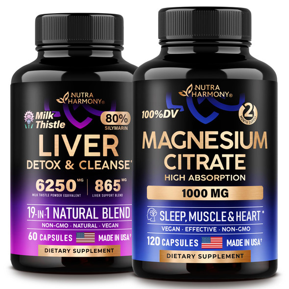 NUTRAHARMONY Liver Support Detox Blend & Magnesium Citrate Capsules