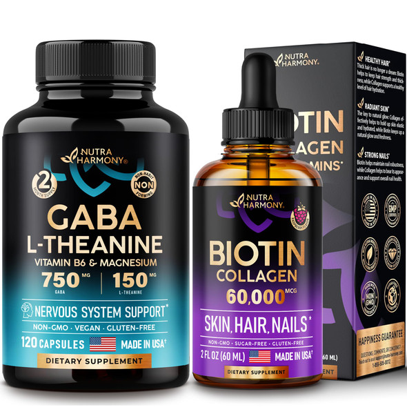 NUTRAHARMONY Gaba Capsules & Biotin Collagen Drops