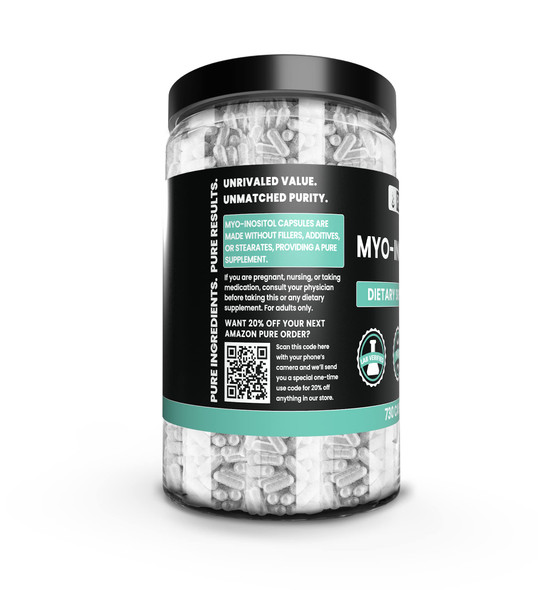 PURE ORIGINAL INGREDIENTS Myo-Inositol (730 Capsules) No Magnesium Or Rice Fillers, Always Pure, Lab Verified