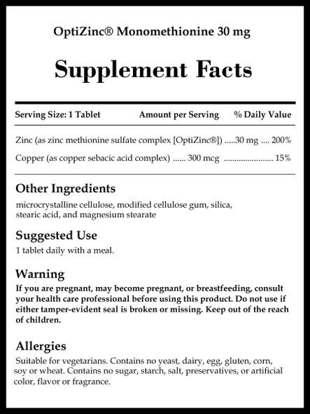 Source Naturals OptiZinc® Monomethionine 30 mg