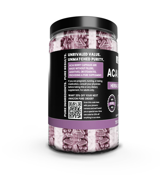 PURE ORIGINAL INGREDIENTS Acai Berry (730 Capsules) No Magnesium Or Rice Fillers, Always Pure, Lab Verified