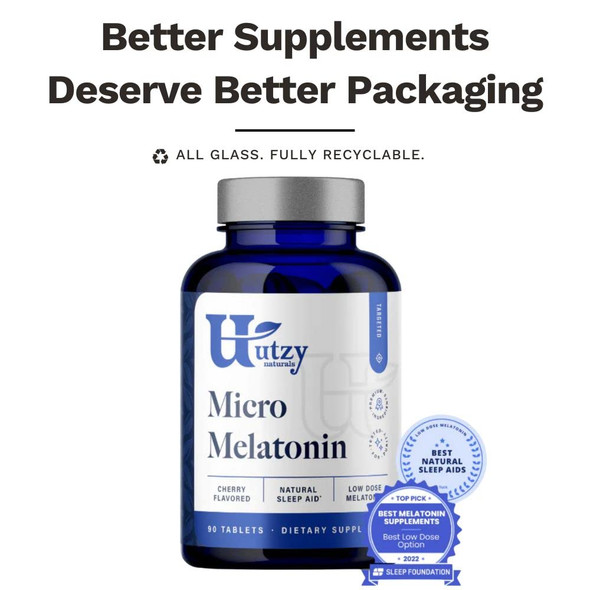 Utzy Naturals Micro Melatonin | Low Dose Melatonin 250Mcg + Magnositol Pm | Magnesium & Inositol + Adapto-Calm | Stress Support Formula | With Ashwagandha, Tulsi Holy Basil, And Passionflower