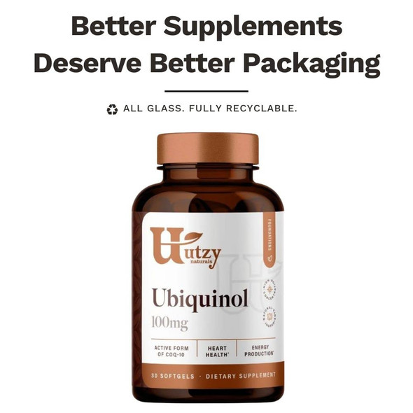Utzy Naturals Ubiquinol | 100Mg | High Absorption Patented Coq-10 (Kaneka) | Heart Health & Energy Support | 30 Softgels | Made In Usa