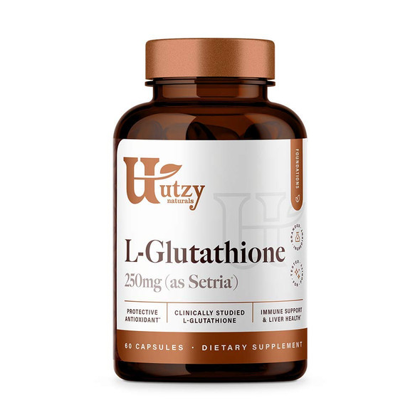 Utzy Naturals L-Glutathione | Immune Health & Antioxidant Support | Setria 250Mg Reduced Form Glutathione | High Absorption | Made In The Usa | 60 Capsules