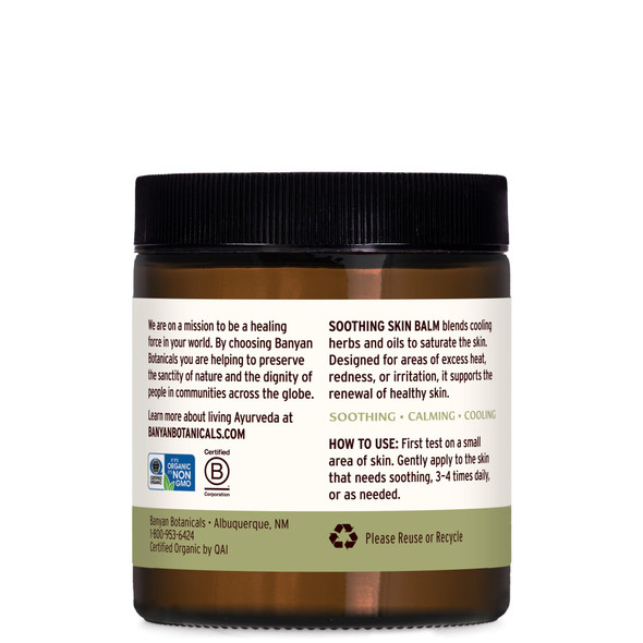 ‎Banyan Botanicals Soothing Skin Balm – Organic Herbal Skin Care Salve With Neem Leaf And Vetiver – Cooling And Soothing Balm For Natural Skin Health – 4 Oz – Non Gmo Sustainably Sourced Petroleum Free