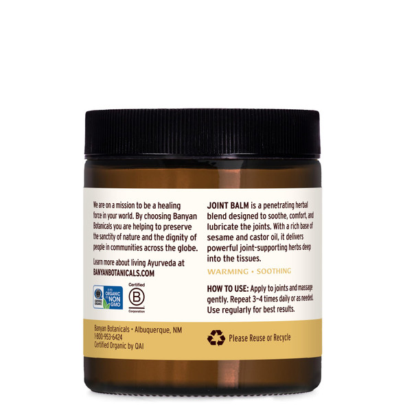 ‎Banyan Botanicals Joint Balm – Organic Balm For Joints With Boswellia And Guggulu – For Supporting Comfortable Joints And Overall Joint Health – 4 Oz – Non-Gmo Sustainably Sourced Petroleum Free