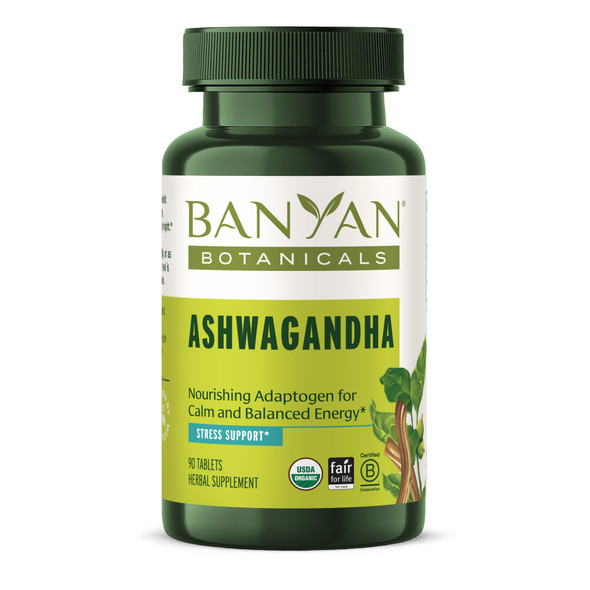 ‎Banyan Botanicals Ashwagandha Tablets – Organic Ashwagandha Root – Renowned Herbal Adaptogen For Natural Energy Support And Stress Support* – 90 Tablets – Non-Gmo Sustainably Sourced Vegan