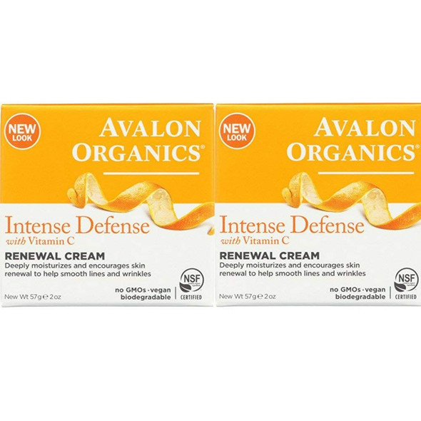 ‎Avalon Organics Intense Defense with Vitamin C Renewal Cream, 2 oz (Pack of 2)
