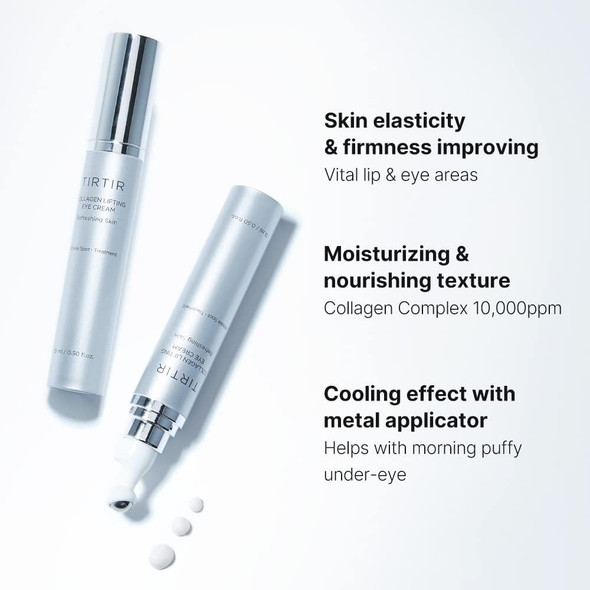 TIRTIR Collagen Lifting Eye Cream - Eye Roller Wrinkle Spot Treatment Revitalizing Moisturizer Tightening Under Eye For Wrinkles Fine Lines Under Eye Bags Eye Lift Treatment For Men & Women