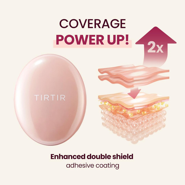 TIRTIR Mask Fit All Cover Pink Cushion Foundation | High Coverage Semi-Matte Finish Lightweight Flawless Corrects Redness Korean Cushion Refill (0.63 oz.) 17C Porcelain