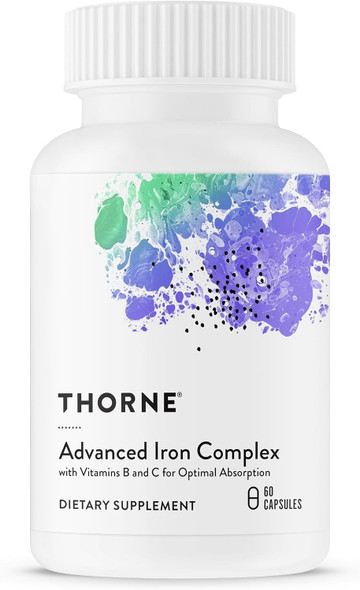 THORNE  Advanced Iron Complex  Complete Blood Support Formula  Elemental Iron Folate B and C Vitamins for Optimal Absorption  Chelated Iron Supplement  Gluten Dairy and  Soy Free  60 Capsules