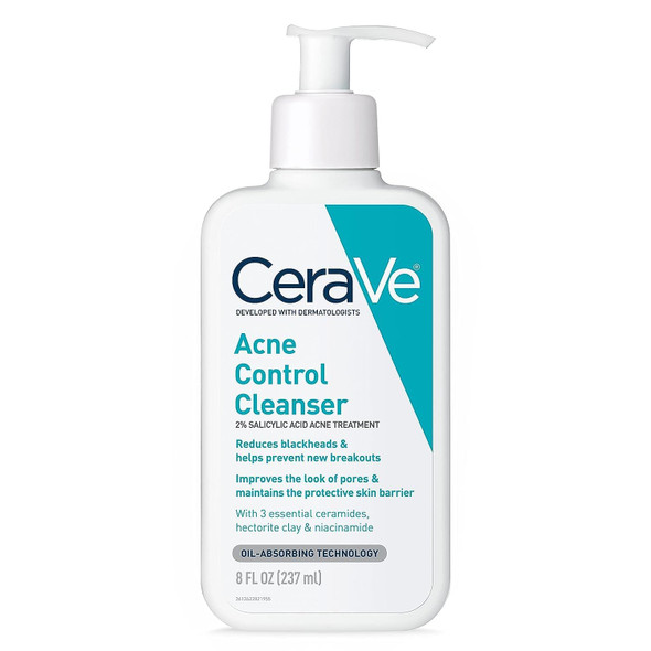 Cerave Face Wash Acne Treatment Salicylic Acid Cleanser With Purifying Clay For Oily Skin Blackhead Remover And Clogged Pore Control 8 Ounce Multi 8 Fl Oz (Pack Of 1)