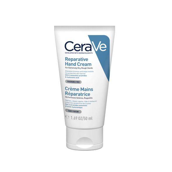 Cerave Reparative Hand Cream | Hand Cream For Dry And Rough Hands With Hyaluronic Acid And Ceramides | Fragrance Free | 1.69Oz 50 Ml