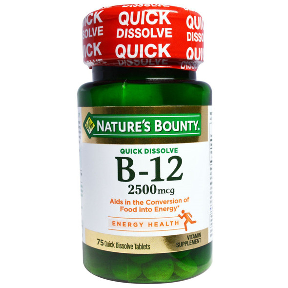 Nature's Bounty, B-12, Natural Cherry Flavor, 2500 Mcg, 75 Quick Dissolve Tablets