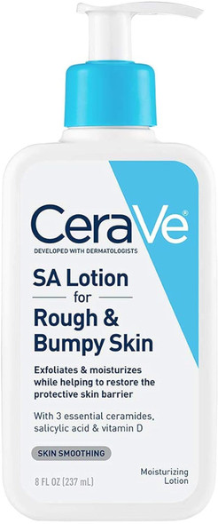 Cerave Sa Lotion For Rough & Bumpy Skin | Vitamin D Hyaluronic Acid Lactic Acid & Salicylic Acid Lotion | Fragrance Free & Allergy Tested | 8 Ounce