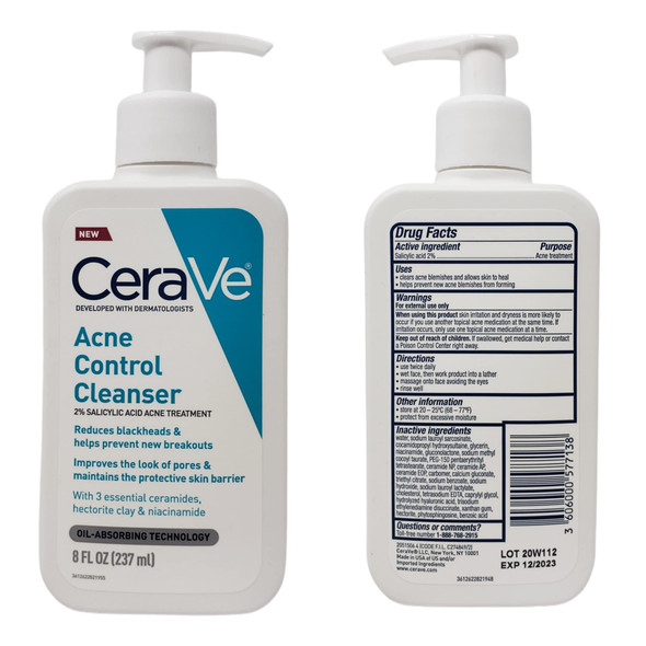 Cerave Daily Skincare Acne Control Bundle - Acne Control Cleanser (8 Oz) Am Facial Moisturizing Lotion With Sunscreen (2 Oz) And Pm Facial Moisturizing Lotion (2 Oz)
