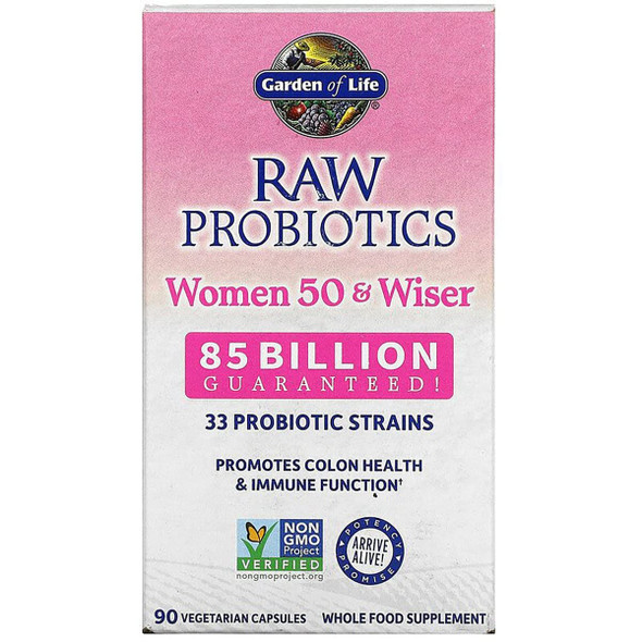 Garden of Life Raw Probiotics Women 50 & Wiser 85 Billion Cfu 90 Veg Capsules (2 Packs)