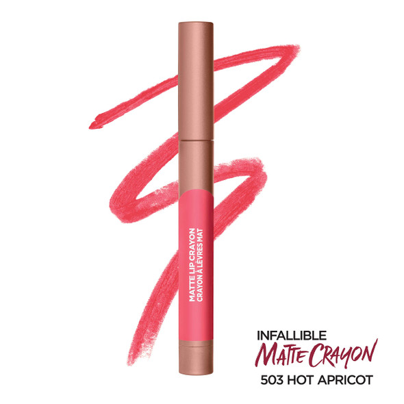 L'Oreal Paris (Hot Apricot) - Infallible Matte Lip Crayon Lasting Wear Smudge Resistant Hot Apricot 0Ml (Packaging May Vary)