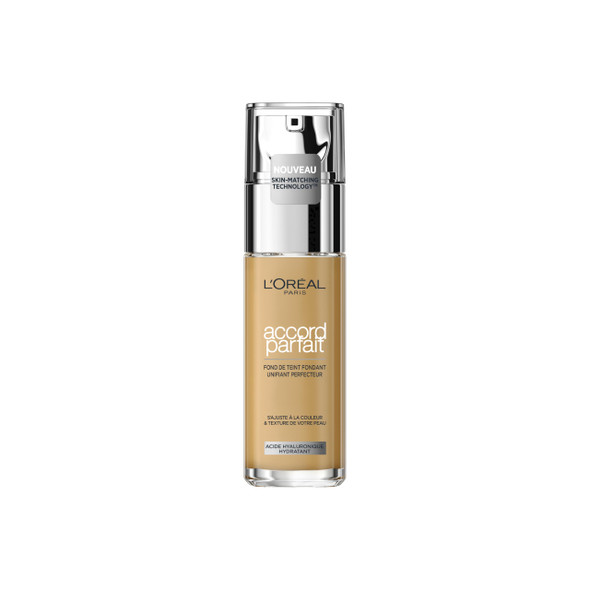 L'Oreal Paris - Perfect Accord Fluid Foundation - Dry To Normal Skin - Color: Golden Beige (3.D) - 30 Ml - New Formula Enriched With Hyaluronic Acid And Aloe Vera