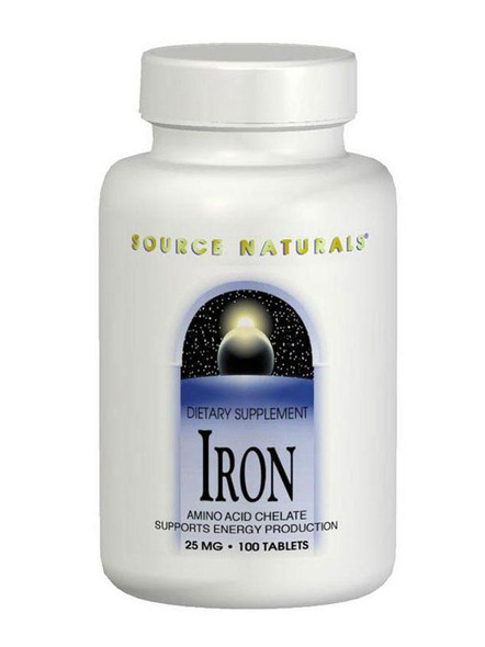 Source Naturals, Iron Chelate, 25mg, 100 ct