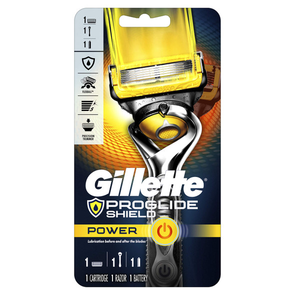 Gillette ProGlide Shield Power Men's Razor Handle + 1 Blade Refill