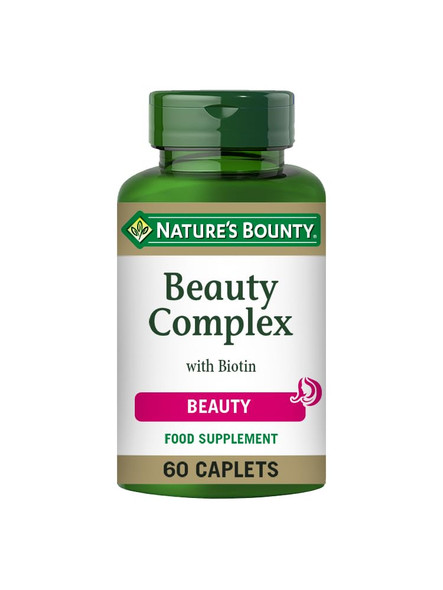Nature's Bounty Beauty Complex With Biotin – Pack Of 60 – Supports Hair Skin Nails - Collagen With Vitamins A C E – Vegetarian Vegan