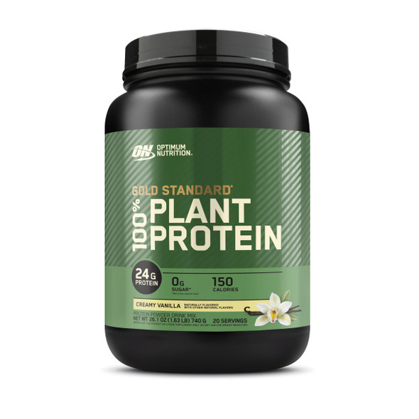 Optimum Nutrition Gold Standard 100% Plant Based Protein Powder Gluten Free Vegan Protein For Muscle Support And Recovery With Amino Acids Creamy Vanilla 20 Servings