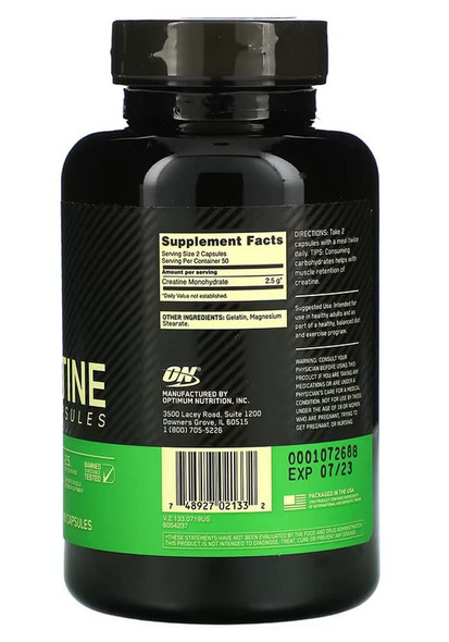 Optimum Nutrition Creatine 2500 100 Capsules