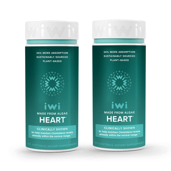 Iwi life Heart Omega-3, 120 Softgel Iwi life Heart Omega-3, 120 Softgels (60 Servings) Heart Health Support Dietary Supplements (60 Servings), Vegan Plant-Based Algae Omega Fatty Acids + EPA, Heart Health Support Dietary Supplement
