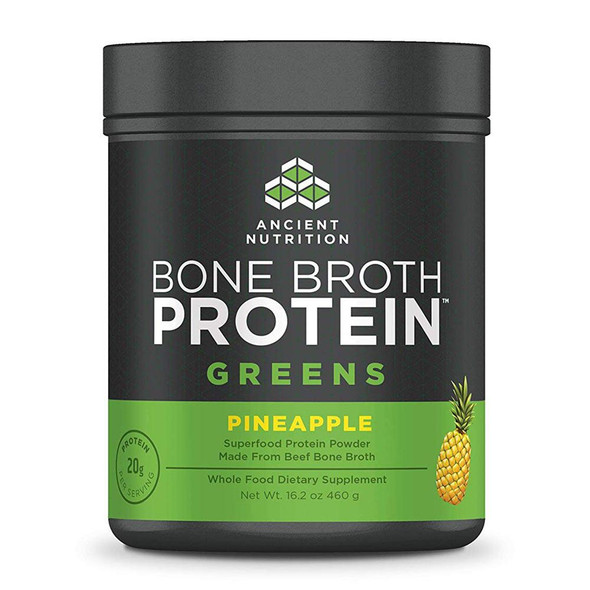 Ancient Nutrition Bone Broth Protein Greens Pineapple 20 Servings