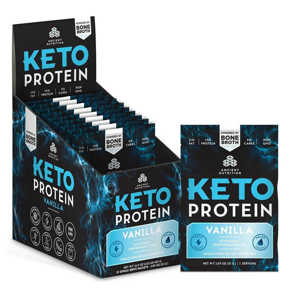 Ancient Nutrition Keto Protein Vanilla 15 Packets