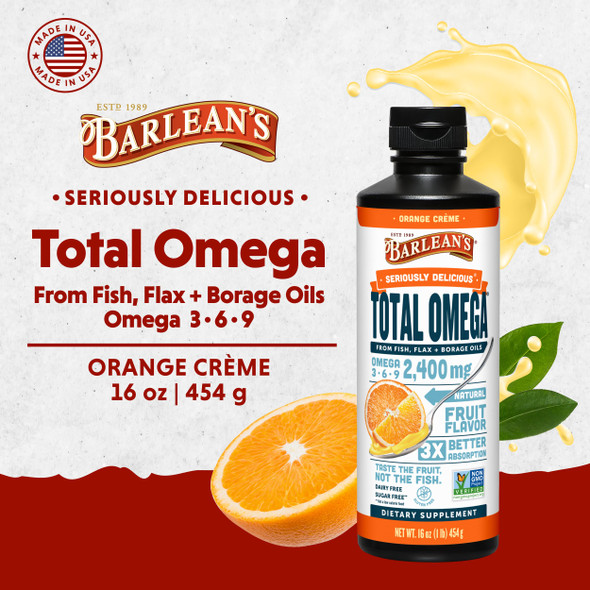 Barlean's Omega Swirl Total Omega 369 Orange Cream 16 Fl Oz