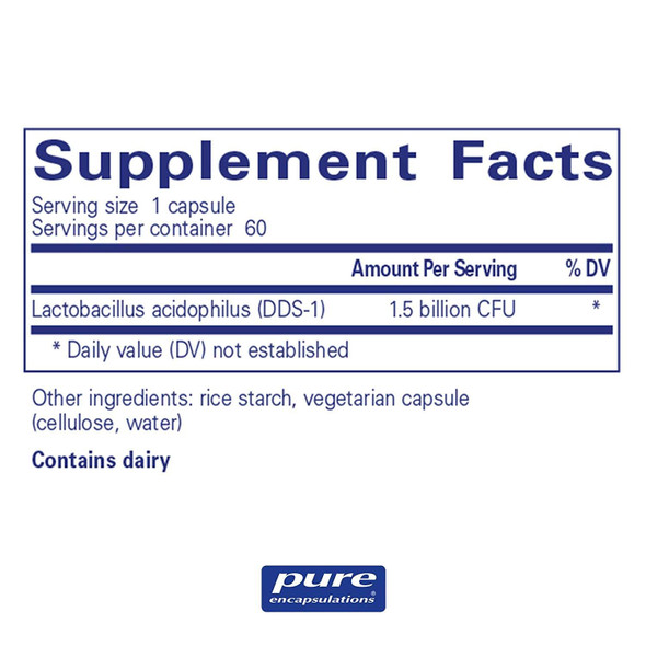 Pure Encapsulations, Lactobacillus Acidophilus, 60 caps