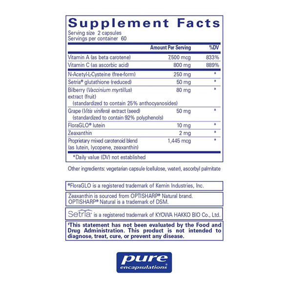 Pure Encapsulations, Macular Support Formula, 120 caps