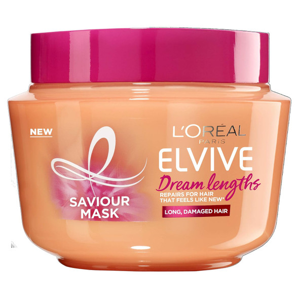 L'Oreal Paris Elvive Dream Lengths Hair Mask Nourishing & Strengthening Treatment Enriched With Castor Oil For Long Damaged Hair 300Ml