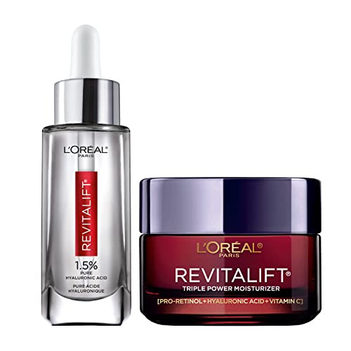L'Oreal Paris Revitalift 1.5% Pure Hyaluronic Acid Face Serum + Triple Power Anti-Aging Face Moisturizer 1 Kit