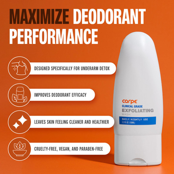 Carpe Exfoliating Underarm Scrub With Odor Protection Underarm Exfoliator To Improve Deodorant Performance - Energizing Minty Fresh Smell - Armpit Scrub For Women And Men