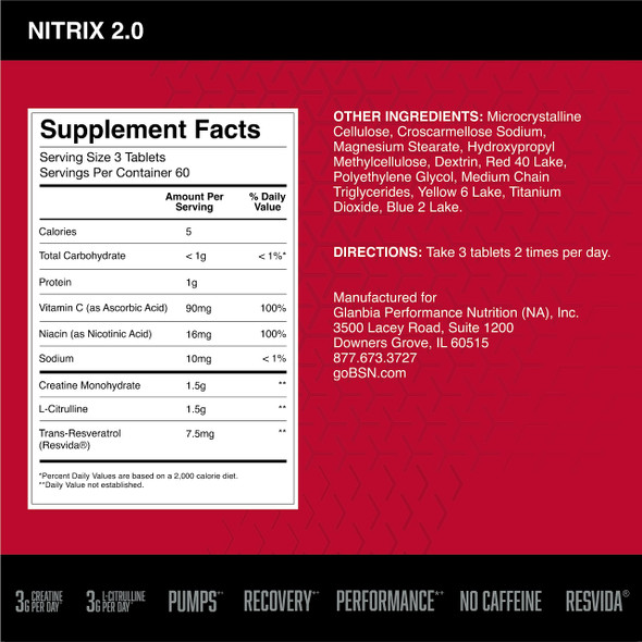 BSN Nitrix 2.0 Advanced Strength 180 Tabs