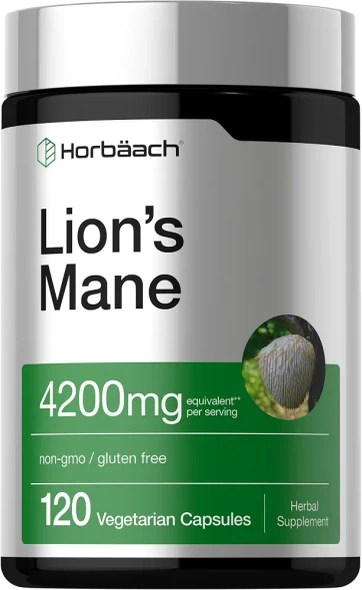 Horbaach Lions Mane Mushroom Extract | 4200Mg | 120 Capsules | Vegetarian Non-Gmo Gluten Free Supplement