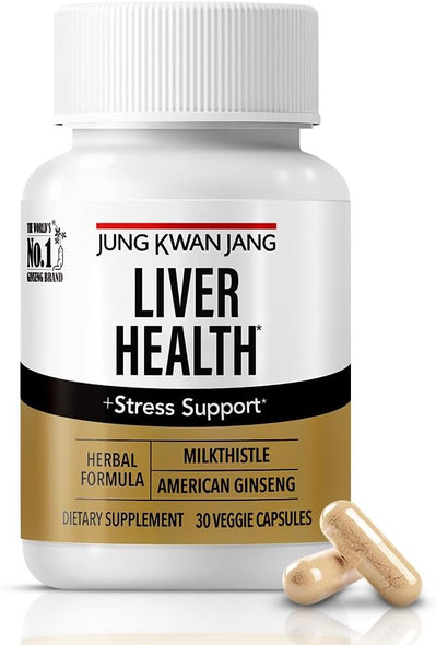 Jung Kwan Jang Liver Health Supplement With Milk Thistle 260Mg (Silymarin) And American Ginseng 1000Mg - Fatty Liver Detox Cleanse & Repair Support - 30 Capsules For Men And Women