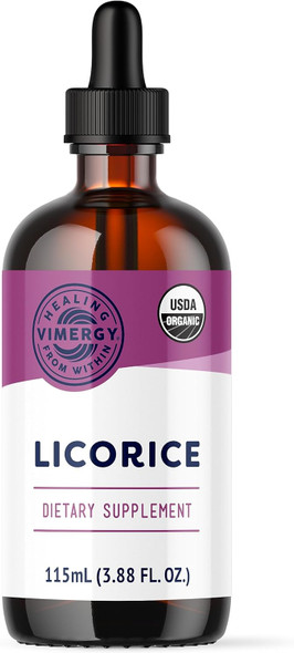 Vimergy Licorice – Promotes Digestive Function* – Benefits Respiratory Health* – Usda Certified Organic Vegan Gluten-Free – 115 Ml (57 Servings)