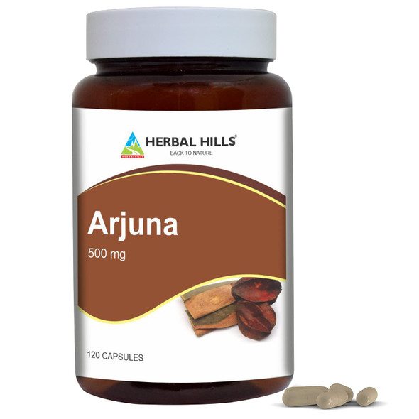 Herbal Hills Arjuna Capsules (Terminalia Arjuna) | 120 Count (500 Mg) | Standardized Extract Wellness And Health Supplements With Arjuna Bark Extract