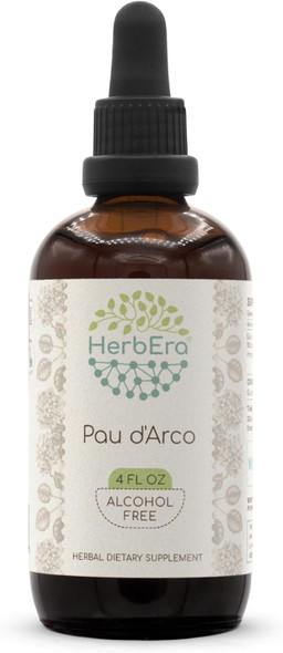 Herb Era Pau D'Arco B120 Alcohol-Free Herbal Extract Tincture Concentrated Liquid Drops Natural Wildcrafted Pau D'Arco (Tabebuia Impetiginosa) Dried Bark (4 Fl Oz) Herb Era Pau D'Arco B120 Alcohol-Free Herbal Extract Tincture Concentrated Liquid Drops Natural Wildcrafted Pau D'Arco (Tabebuia Impetiginosa) Dried Bark (4 Fl Oz)