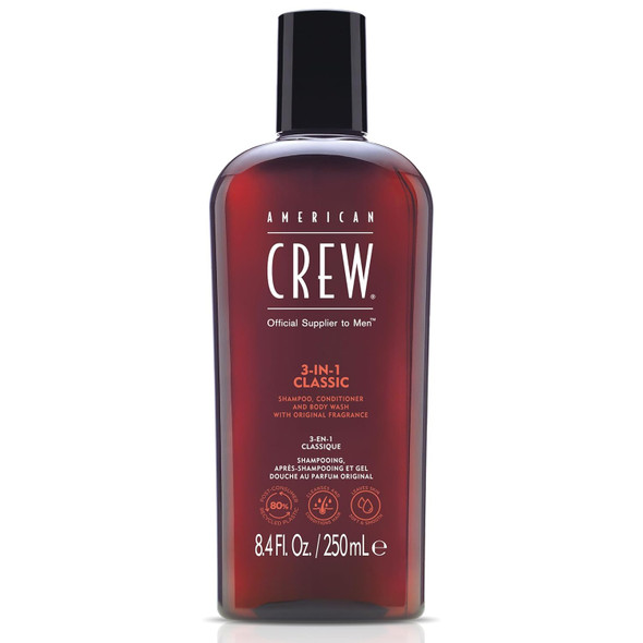 American Crew Shampoo Conditioner & Body Wash for Men 3-in-1 8.4 Fl Oz