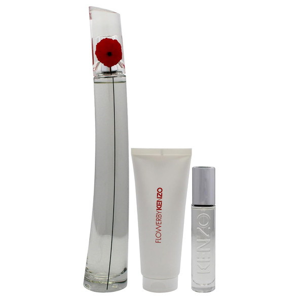 Kenzo Flower For Women - 3 Pc Gift Set 3.3Oz Edp Spray 2 X 2.5Oz