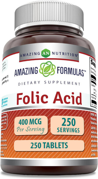 HealthFare Folic Acid 400mcg Tablets - 300 Count | Vitamin B9 For Heart Health