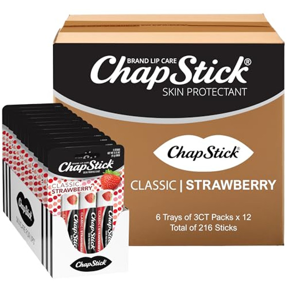 Chapstick Bulk Lip Balm Classic Strawberry Lip Care Tubes 0.45 Oz 216 Ct Case