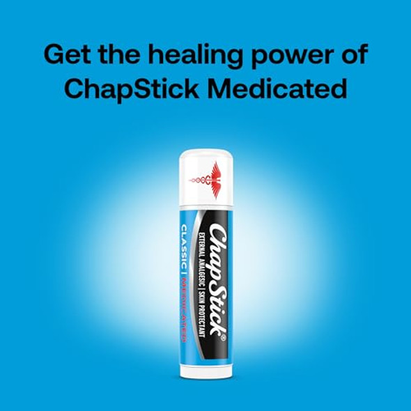 Chapstick Classic Medicated 3-Packs (12 Sets/36 Tubes) – Bulk Lip Balm Dry Lips & Cold Sore Pain Relief Bundle 0.15 Oz Ea