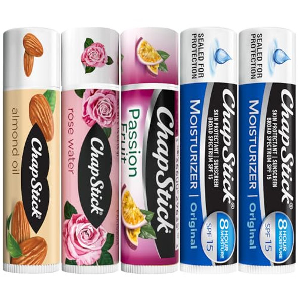 Chapstick Lip Balm Bundle – Spa Collection + Moisturizer 2-In-1 Lipcare Spf 15 0.15 Oz Ea (5 Piece Set)