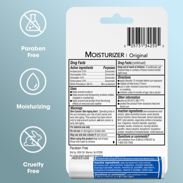 Chapstick Moisturizer 2-in-1 Lipcare 5-Pack (3 SPF 12 2 SPF 15) – Original Lip Balm with Broad Spectrum SPF Aloe & Vitamin E 0.15 Oz Ea